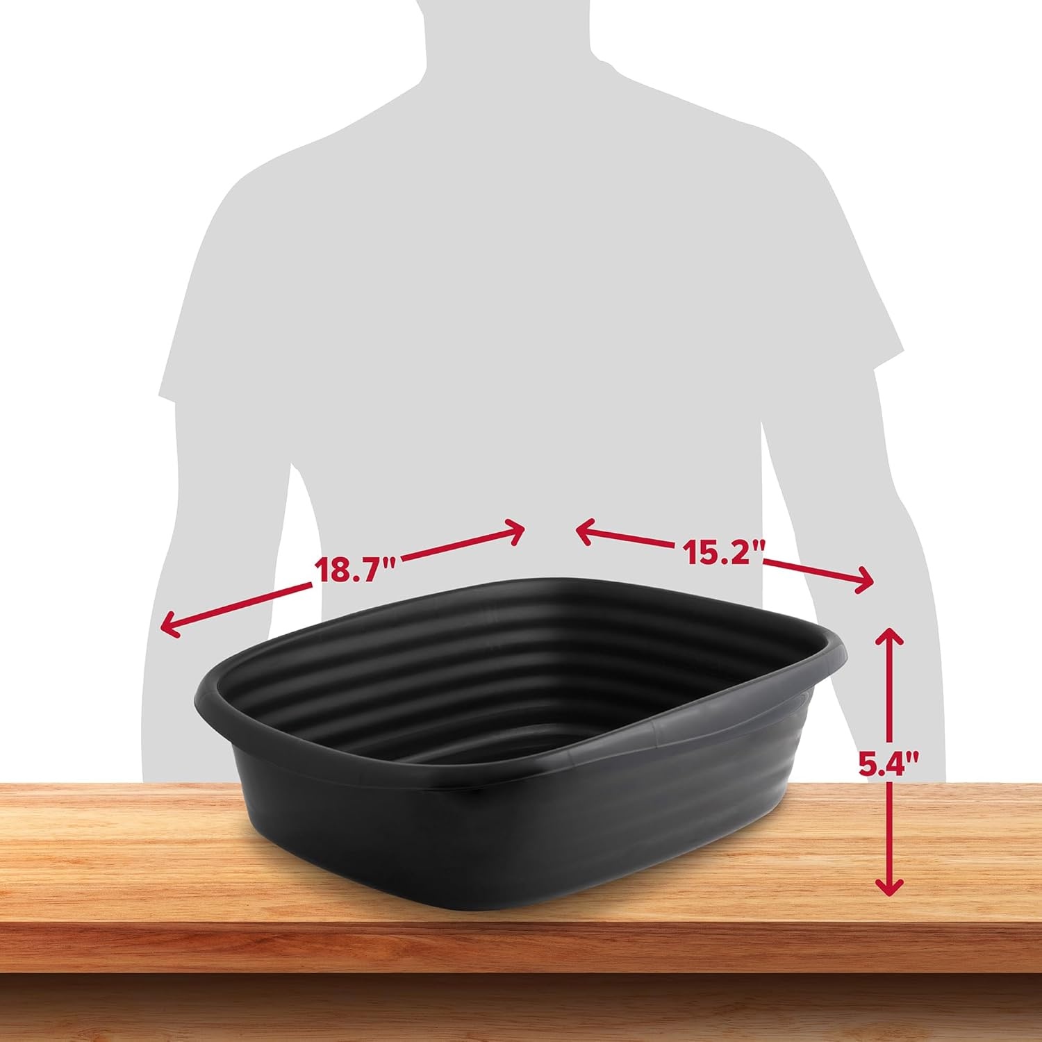 image:imageArm amp Hammer Simply Recycled Plastic Cat Litter Pan Made in USA Easy to Clean Large Durable Litter Box BlackRecycled