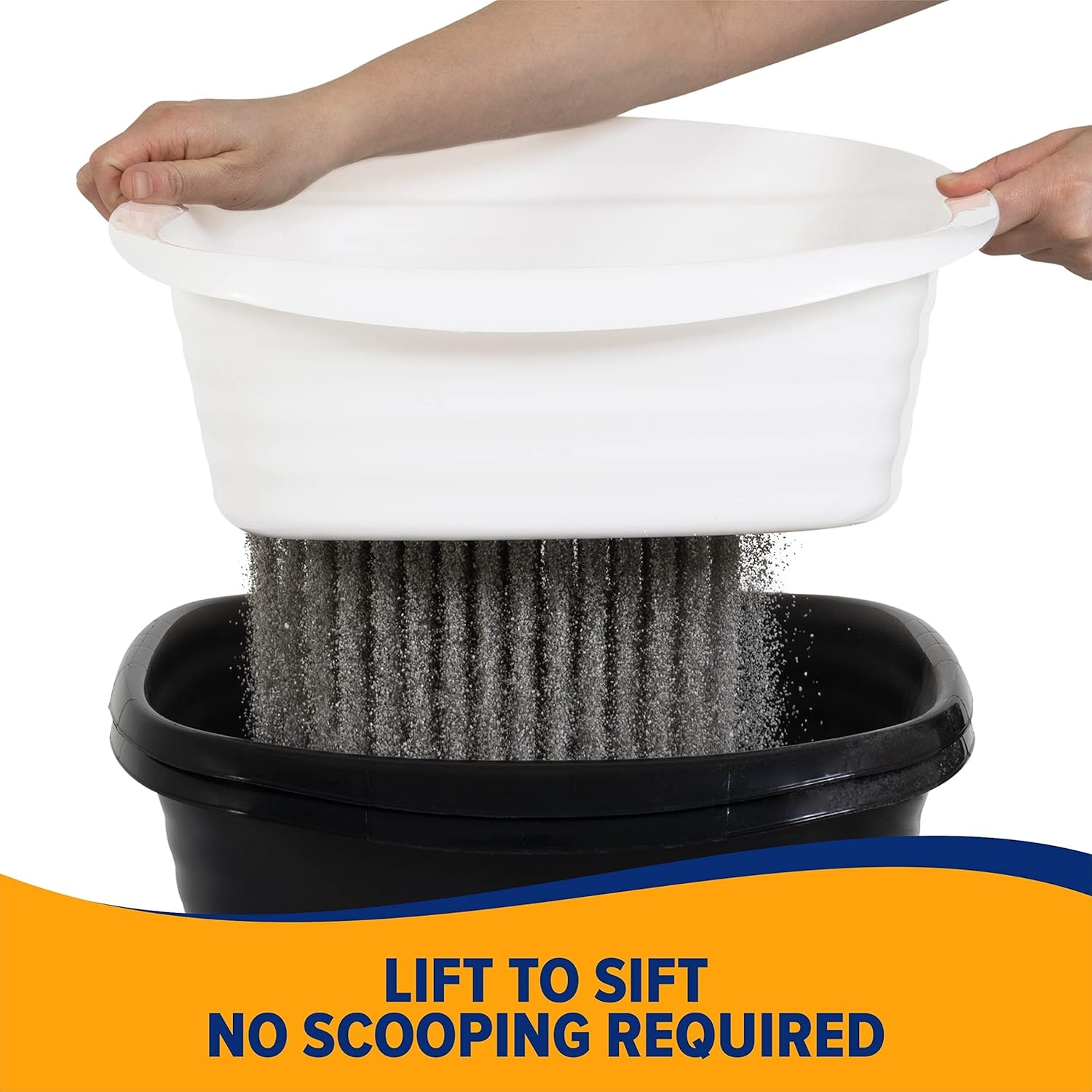 image:imageArm amp Hammer Simply Recycled Plastic Cat Litter Pan Made in USA Easy to Clean Large Durable Litter Box BlackSifting