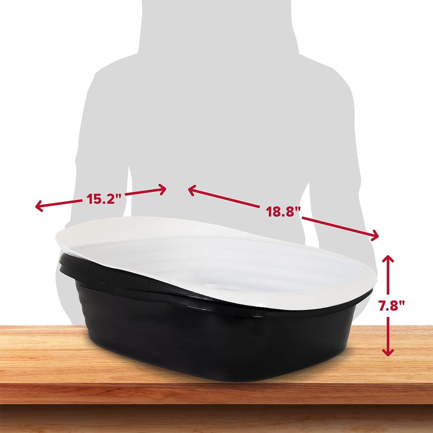 image:imageArm amp Hammer Simply Recycled Plastic Cat Litter Pan Made in USA Easy to Clean Large Durable Litter Box BlackSifting