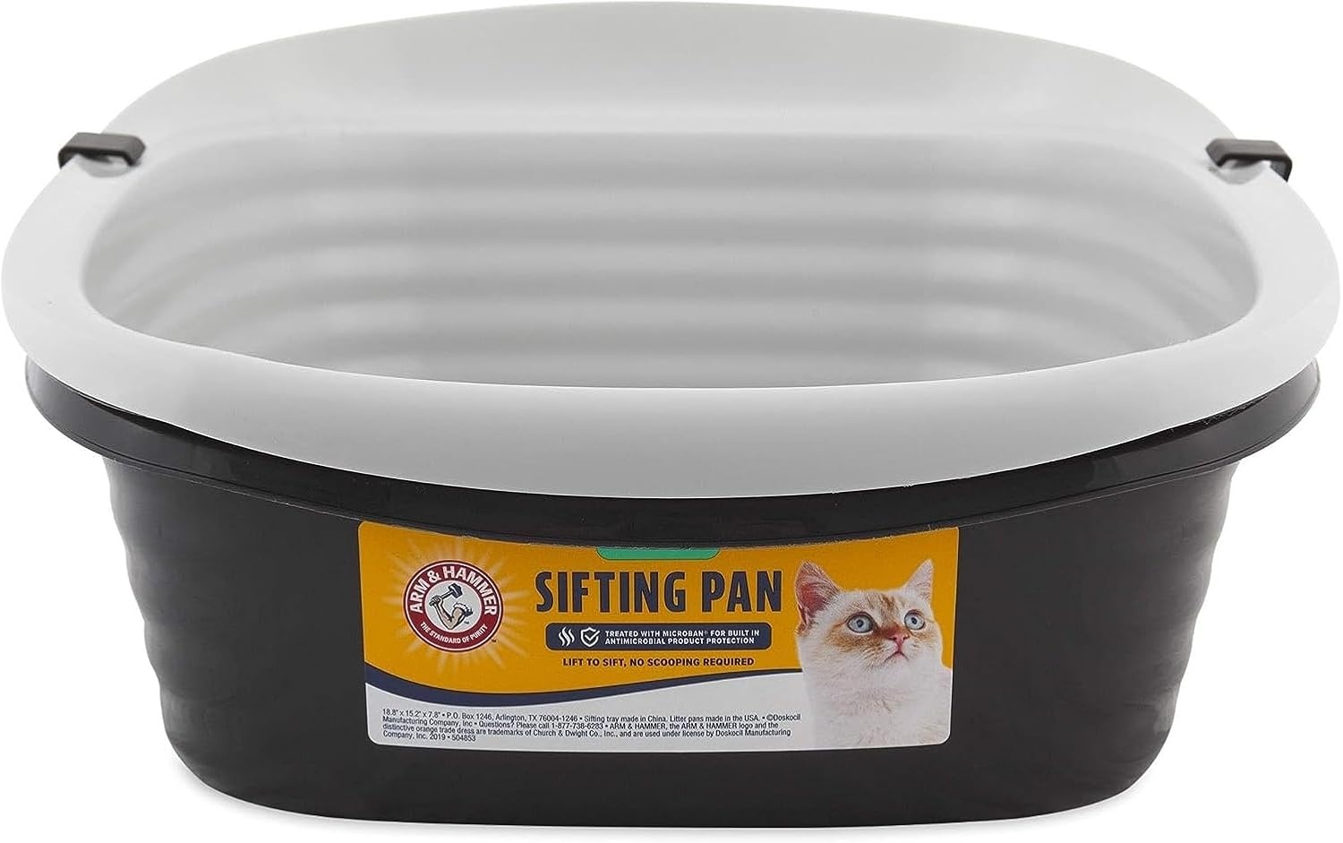 image:imageArm amp Hammer Simply Recycled Plastic Cat Litter Pan Made in USA Easy to Clean Large Durable Litter Box BlackSifting