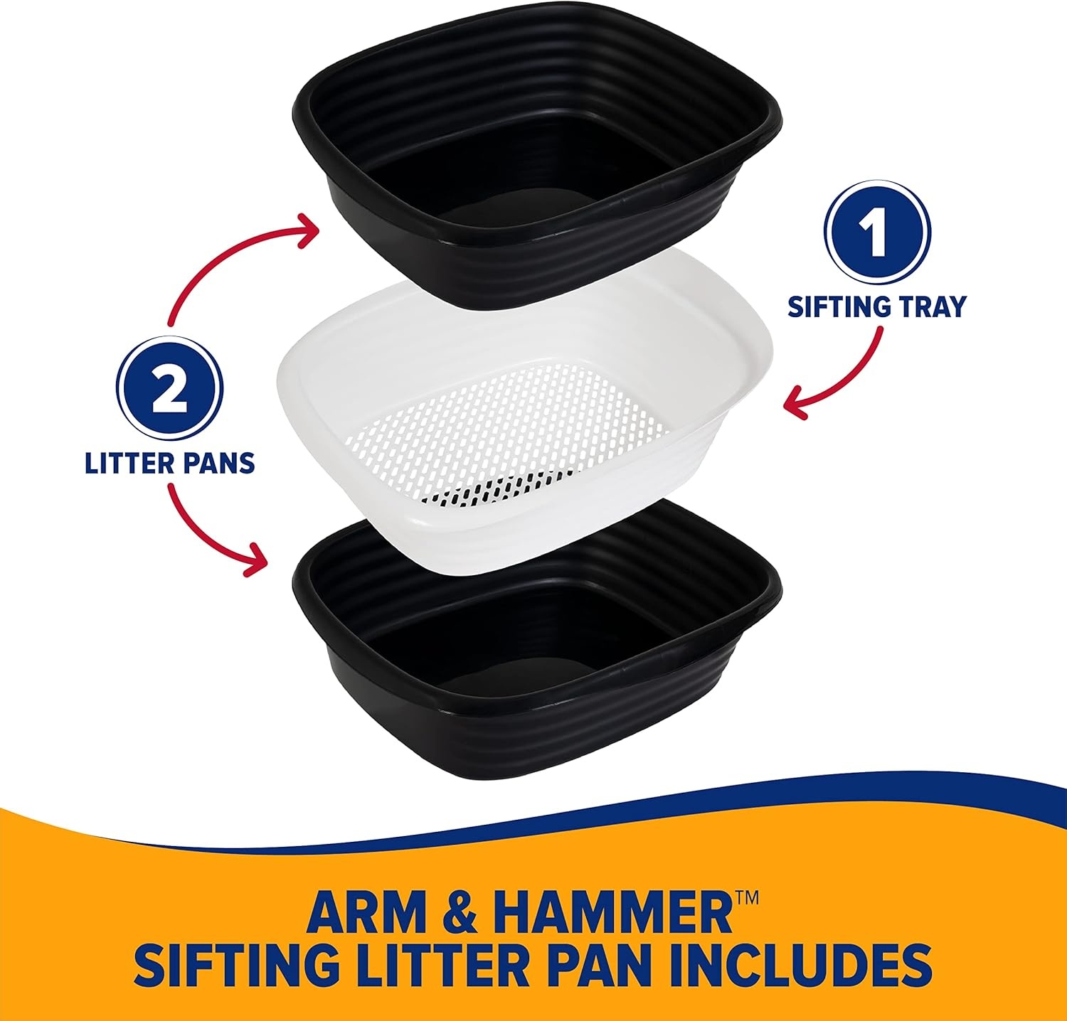 image:imageArm amp Hammer Simply Recycled Plastic Cat Litter Pan Made in USA Easy to Clean Large Durable Litter Box BlackSifting