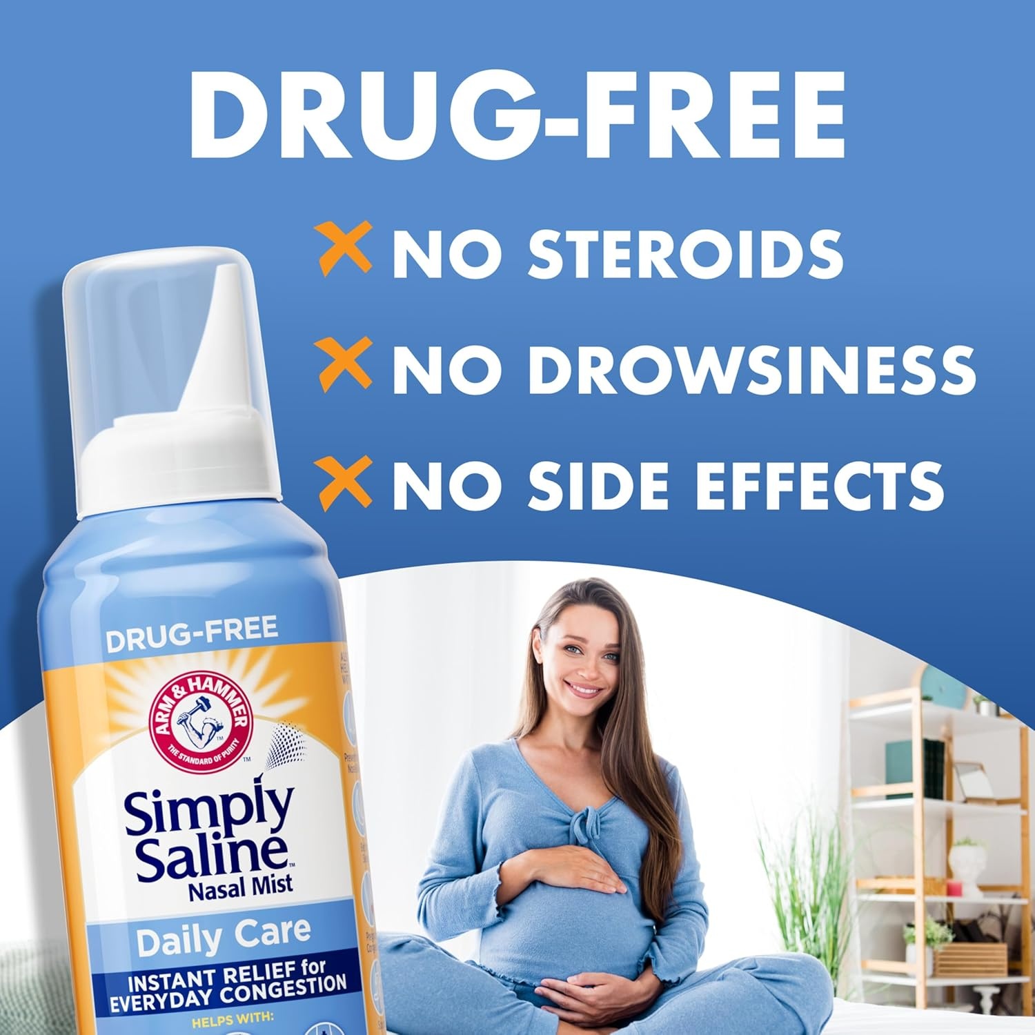 image:imageArm amp Hammer Simply Saline Daily Care Nasal Mist 44oz Saline Nasal Spray DrugFree 2Pack