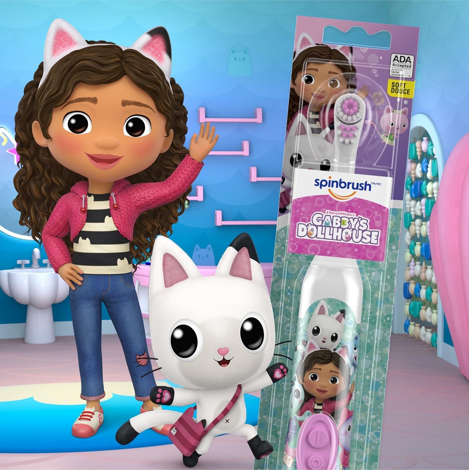 image:imageGabbys Dollhouse Kids Spinbrush Electric Battery Toothbrush Soft BristlesToothbrush