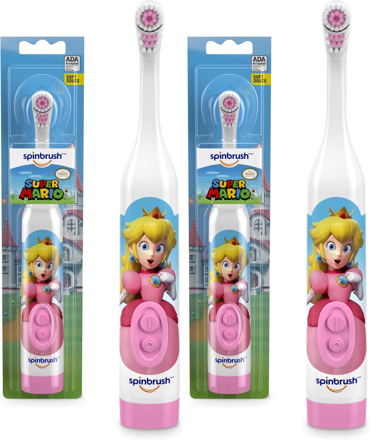 image:imagePrincess Peach Kids Spinbrush Electric Battery Toothbrush Soft BristlesMulti