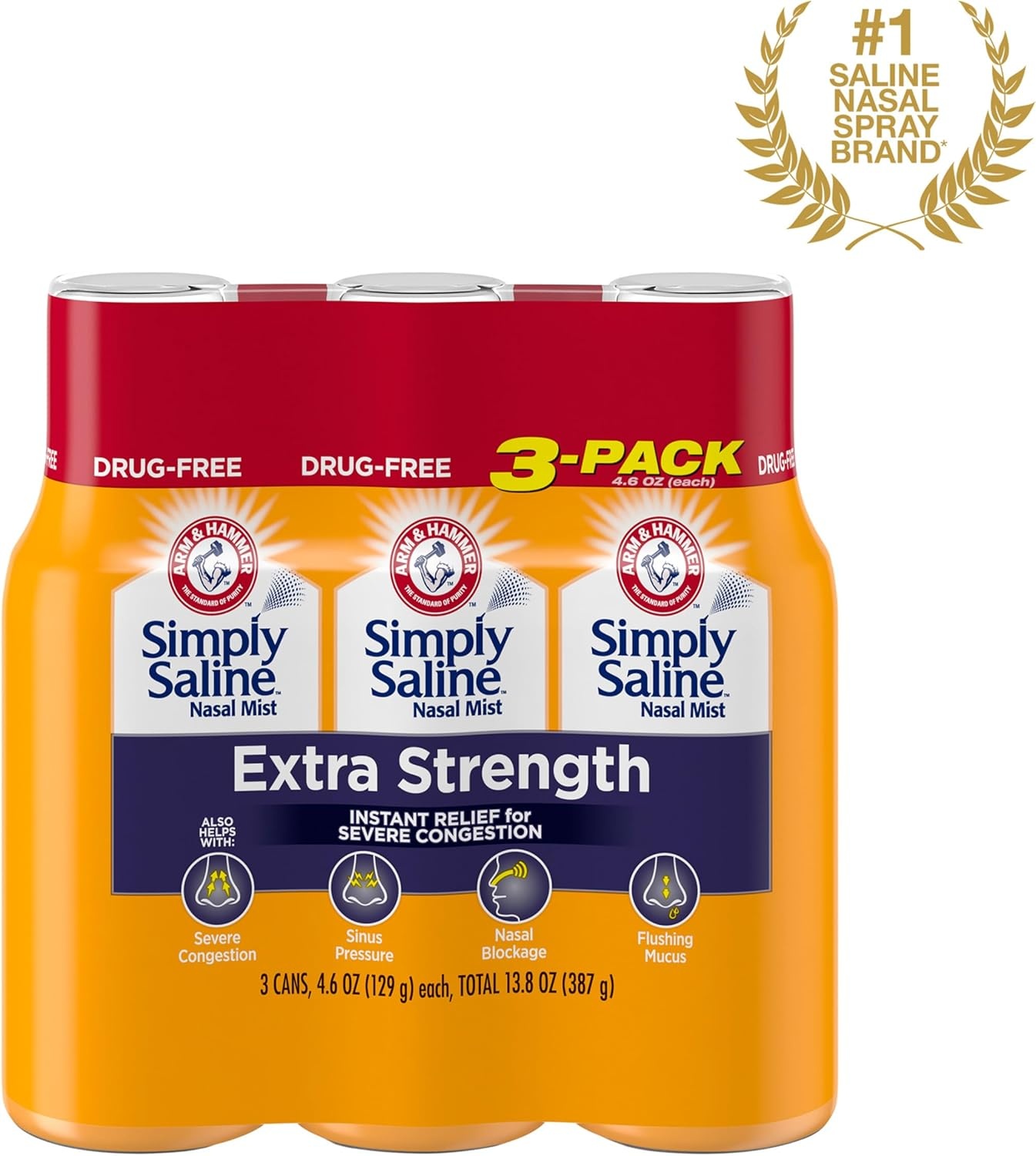 image:imageSimply Saline Extra Strength for Severe Congestion Relief Nasal Mist 46oz 3Pack46 Ounce Pack of 3