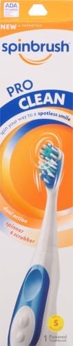 image:imageSpinbrush PRO CLEAN Battery Powered Toothbrush Soft Bristles 1 Count Gold or Blue Color May Vary1 Count Pack of 1