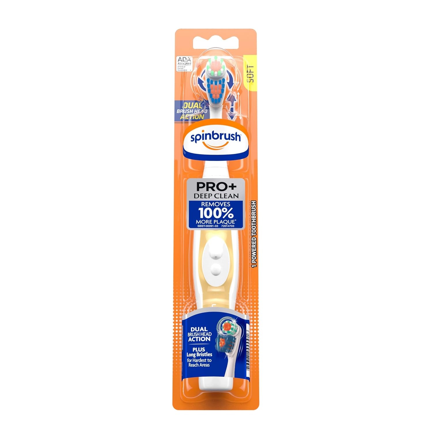 image:imageSpinbrush Pro Deep Clean Battery Toothbrush for Adults Soft Bristles Batteries Included1 Count Pack of 1