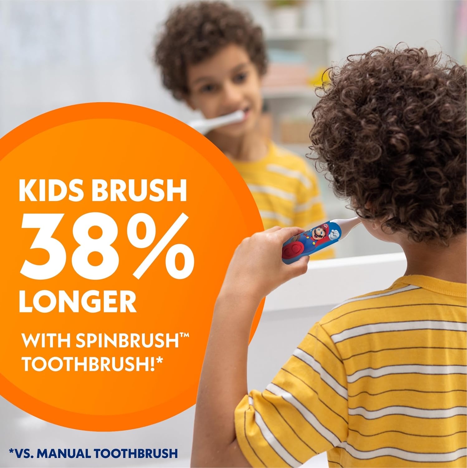 image:imageSpinbrush Super Mario Kids Electric Battery Toothbrush Soft 1 ct Character May Vary