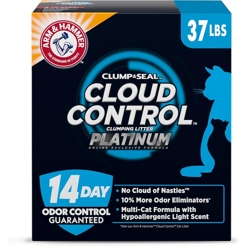 image:imageARM amp HAMMER Clump amp Seal SLIDE Platinum MultiCat Clumping Cat Litter Easy Clean Technology with No Scrubbing 14Day Odor Control 37 lbsCloud Control Platinum Clumping Litter