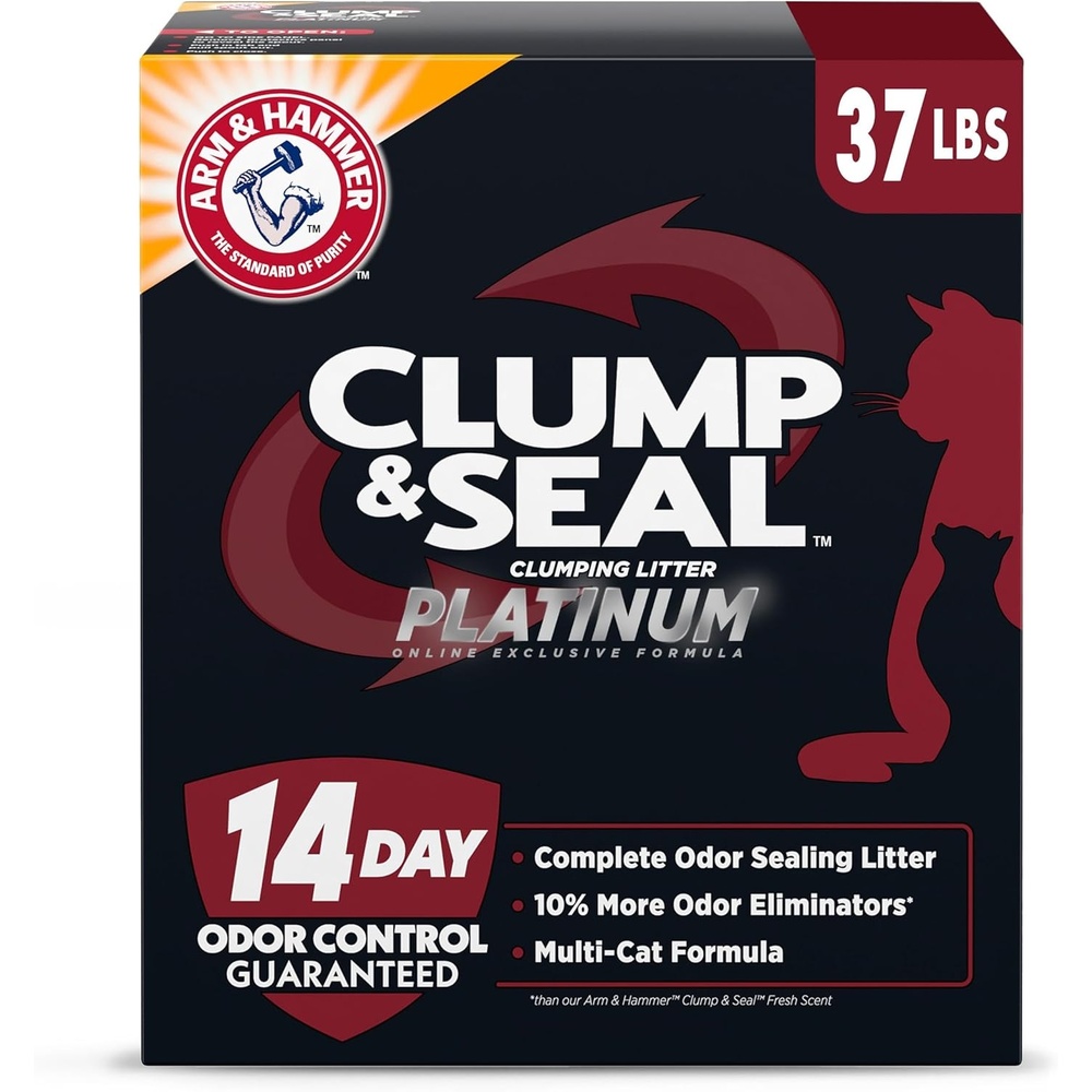 image:imageARM amp HAMMER Clump amp Seal SLIDE Platinum MultiCat Clumping Cat Litter Easy Clean Technology with No Scrubbing 14Day Odor Control 37 lbsClump Seal Platinum Clumping Cat Litter