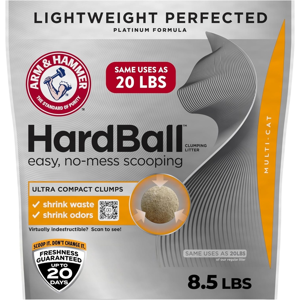 image:imageARM amp HAMMER Hardball Lightweight Platinum MultiCat Clumping Cat Litter Odor Control Easy NoMess Scooping Garden Bloom Scent 85 LbsHardball Lightweight Cat Litter