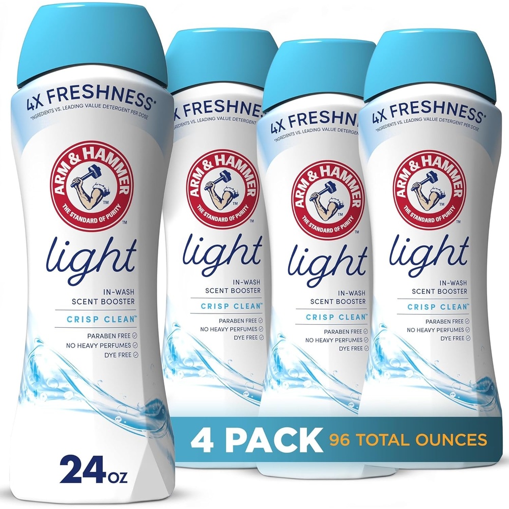 image:imageARM amp HAMMER Light InWash Scent Booster Laundry Scent Booster Crisp Clean scent 24 Oz24 Ounce Pack of 4