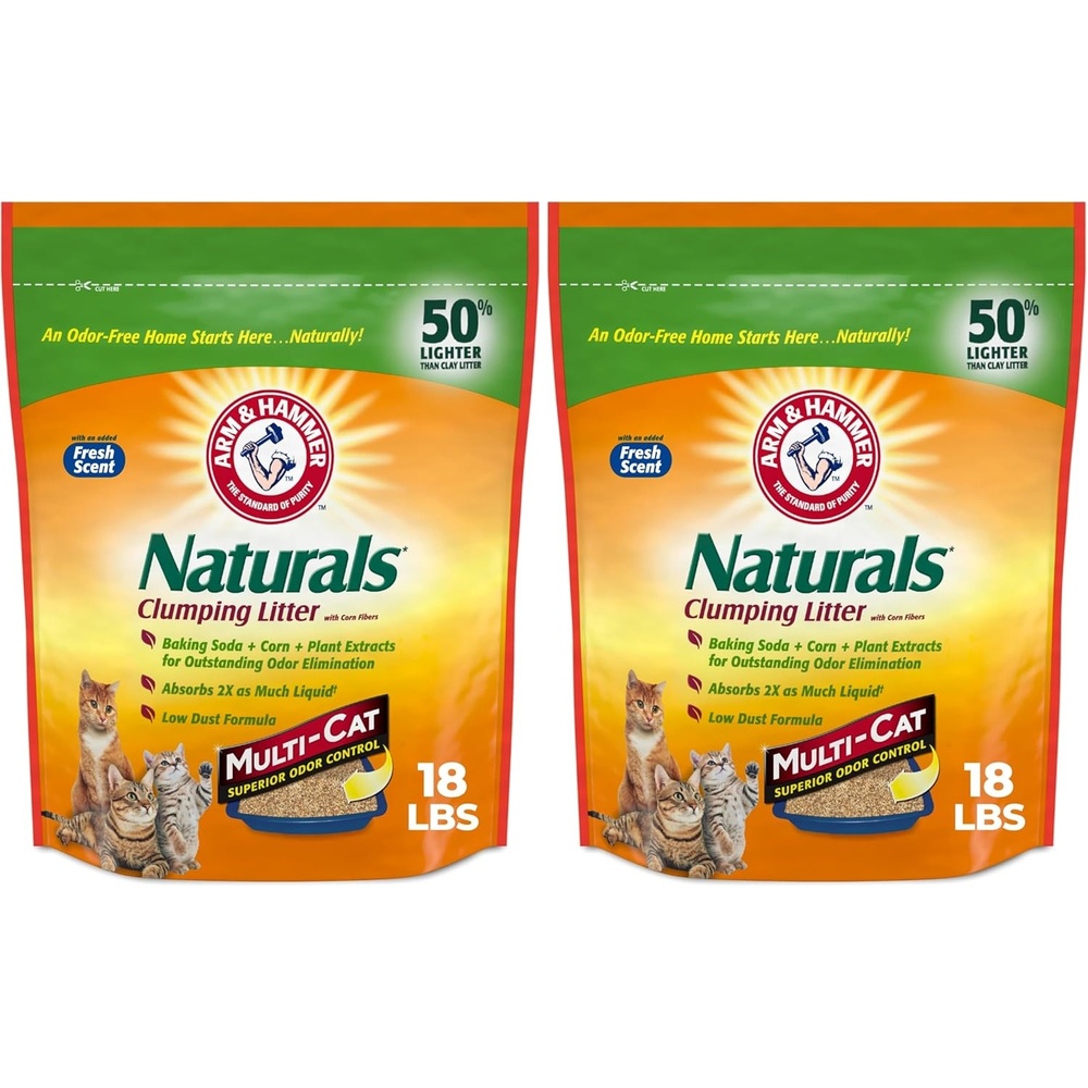 image:imageARM amp HAMMER Naturals Clumping Cat Litter Odor Control Multi Cat Litter 18 lb Bag18 Lbs Pack of 2