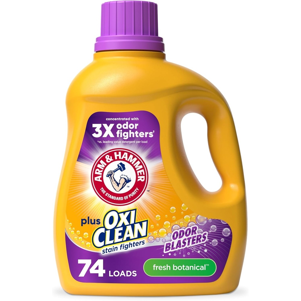 image:imageARM amp HAMMER Plus OxiClean with Odor Blasters Liquid Laundry Detergent Laundry Odor Remover Attacks Stains Fresh Botanical Scent 74 Loads 962 Fl OzFresh Botanical