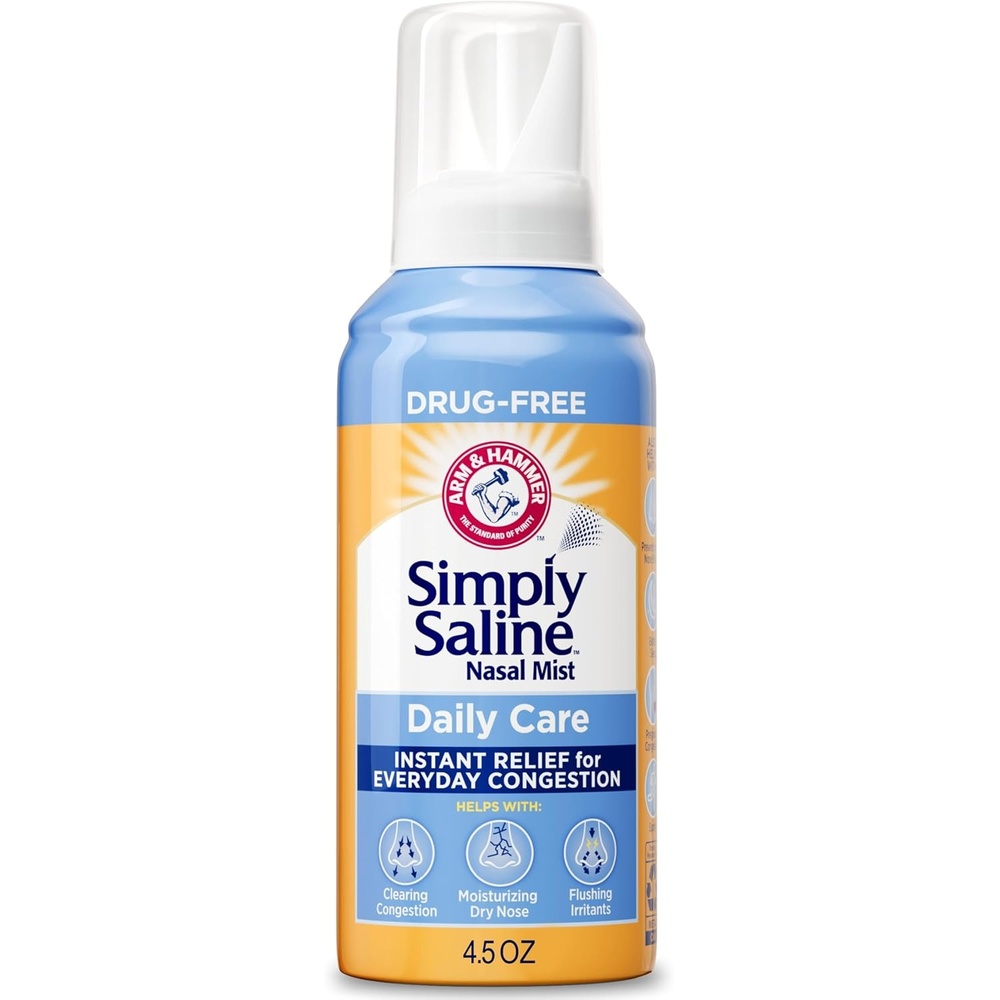 image:imageARM amp HAMMER Simply Saline Nasal Care Daily Mist 45oz Instant Relief for Every Day Congestion One 45oz BottleMedication