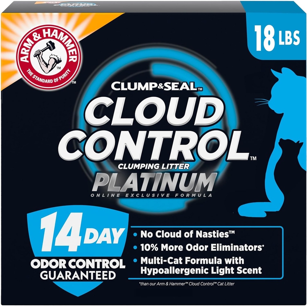 image:imageARM amp Hammer Clump amp Seal Platinum Cat Litter MultiCat Clumping Litter Forms RockHard Clumps Powerful Odor Eliminators with Baking Soda 14Day Odor Control 18 lbs18 lbs