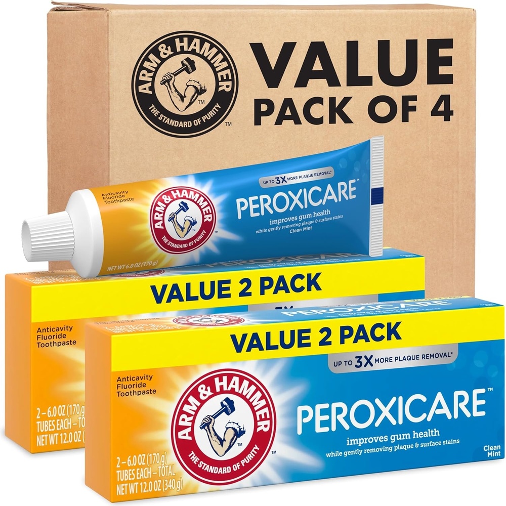 image:imageARM amp Hammer Peroxicare Toothpaste for Gum Health Baking Soda Toothpaste Clean Mint 60 oz Pack of 46 Ounce Pack of 4