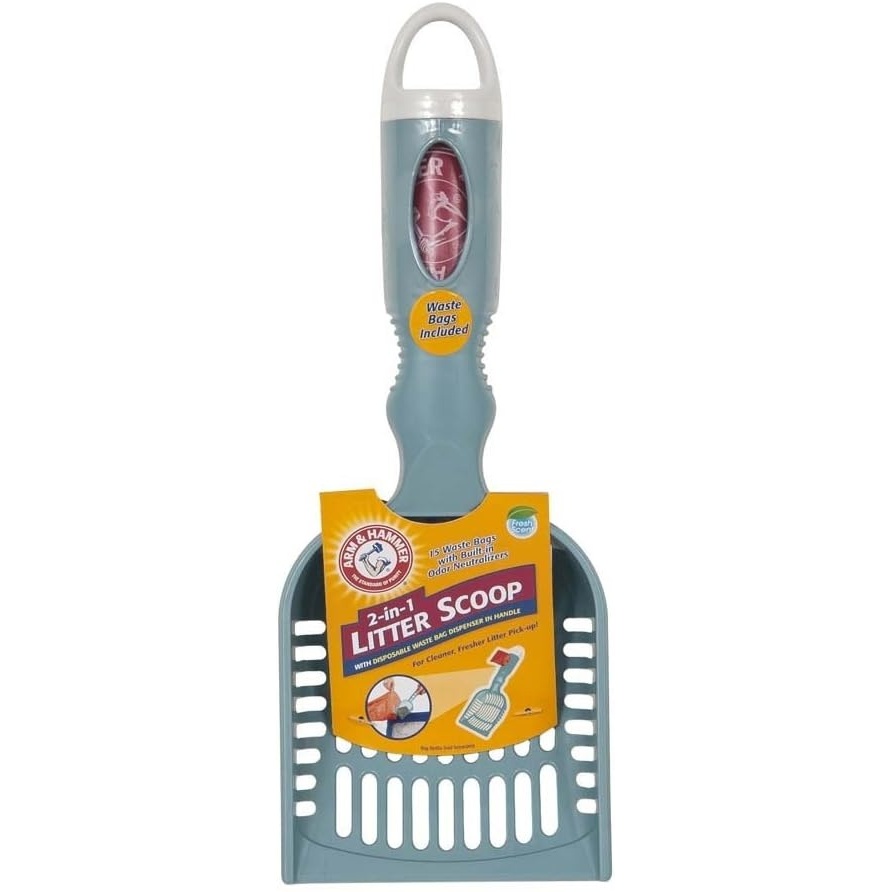 image:imageArm amp Hammer Deluxe 2in1 Cat Litter Scoop with Built In Waste Bag Dispenser Comes with 12 Waste Bags Colors May Vary