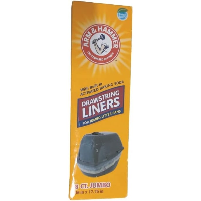 image:imageArm amp Hammer Drawstring Liners For Jumbo Cat Litter Pans Jumbo White Pack of 8