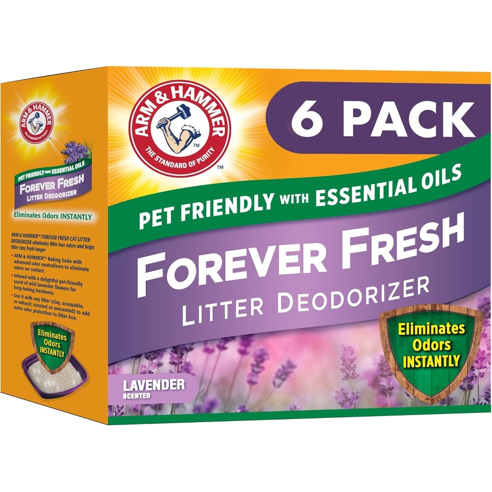 image:imageArm amp Hammer Forever Fresh Cat Litter Deodorizer Wild Lavender Essential Oils Baking Soda Odor Neutralizer 30 oz Pack of 6 Packaging May VaryForever Fresh