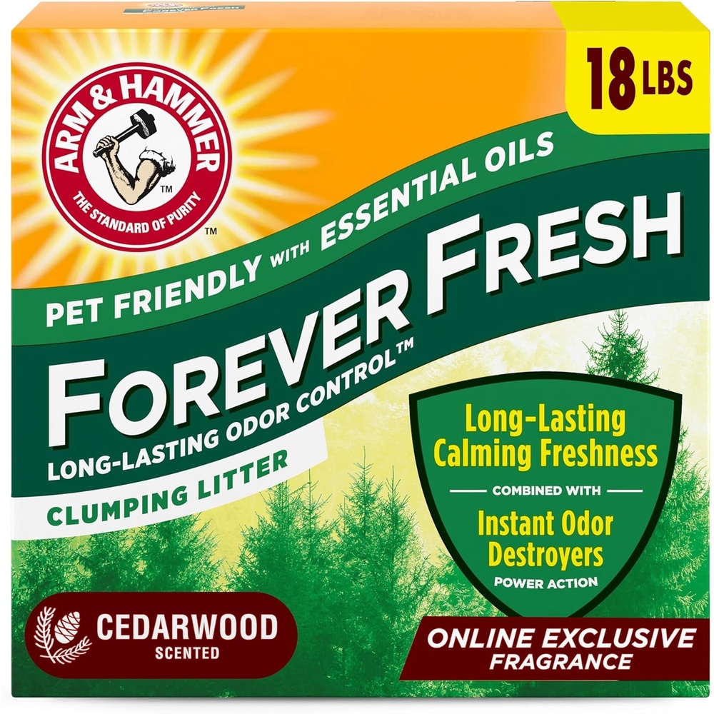 image:imageArm amp Hammer Forever Fresh Clumping Cat Litter Cedarwood MultiCat 18lb Pet Friendly with Essential Oils18 Pound Pack of 1