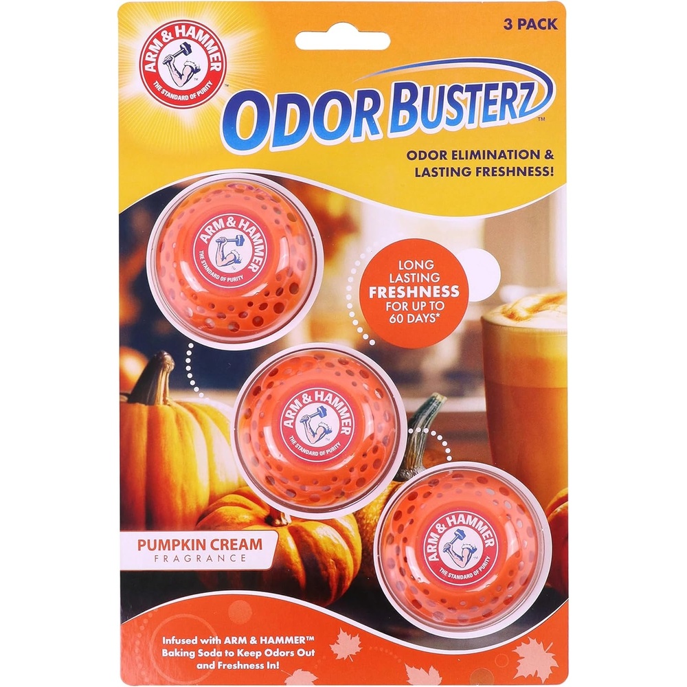 image:imageArm amp Hammer OdorBusterz Odor Eliminator Balls Lavender 3 Count Baking Soda Odor Control for Closets Drawers Hampers amp Small SpacesPumpkin Cream
