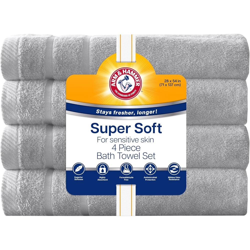 image:imageArm amp Hammer Super Soft Bath Towels 4 Piece Light Grey