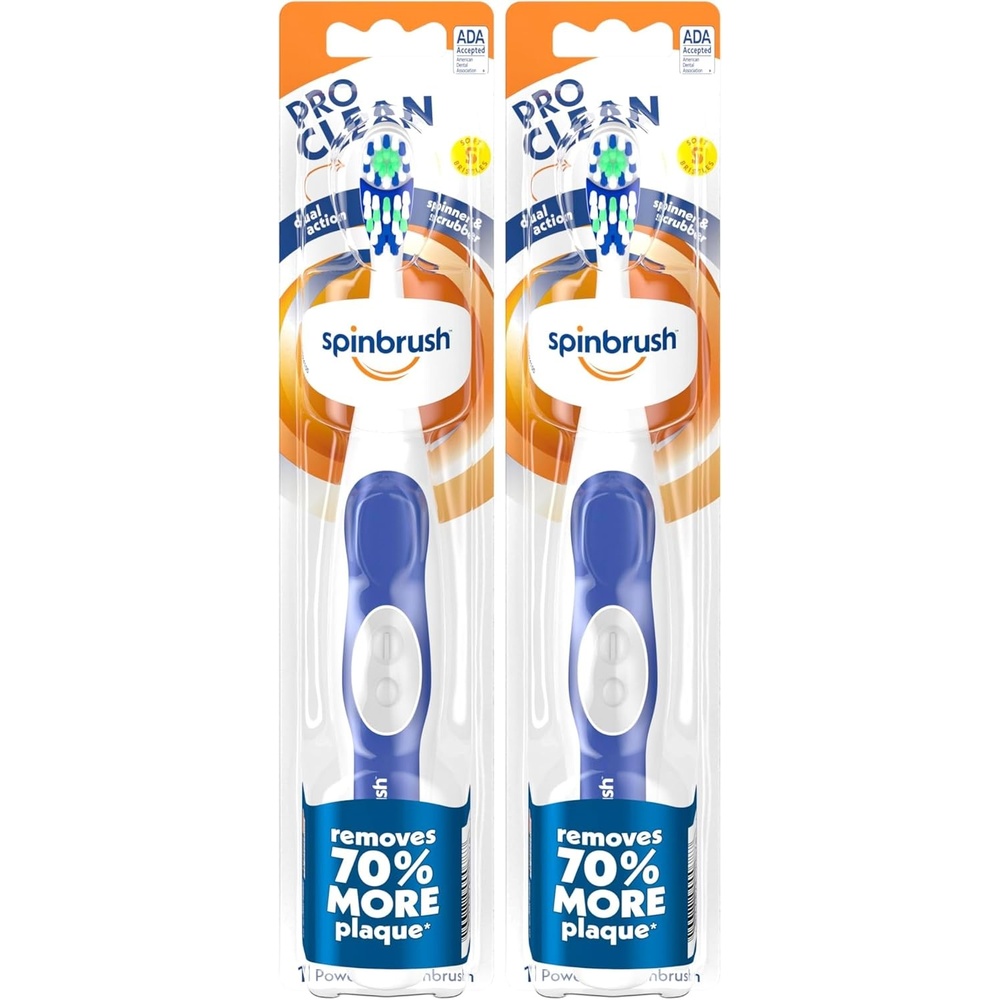 image:imageSpinbrush PRO CLEAN Battery Powered Toothbrush Soft Bristles 1 Count Gold or Blue Color May Vary1 Count Pack of 2