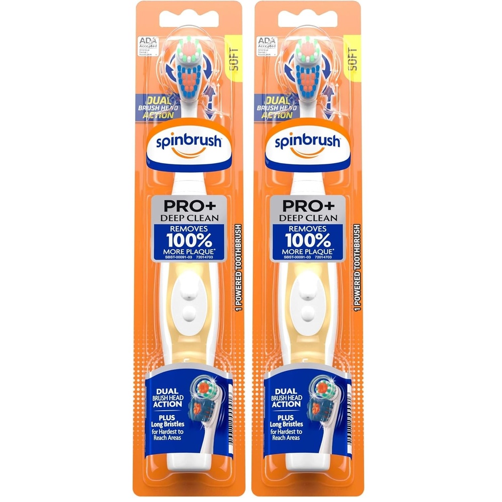 image:imageSpinbrush Pro Deep Clean Battery Toothbrush for Adults Soft Bristles Batteries Included1 Count Pack of 2