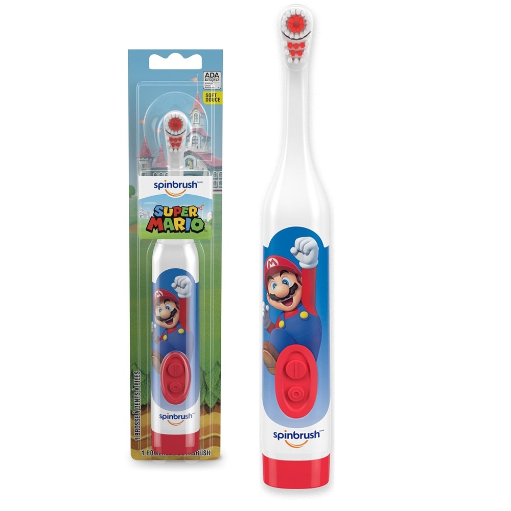 image:imageSpinbrush Super Mario Kids Electric Battery Toothbrush Soft 1 ct Character May Vary