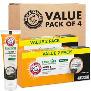 ARM & HAMMER Essentials Fluoride-Free Toothpaste, Whitening + Activated Charcoal Toothpaste, 4 Pack of 4.3oz Tubes, Clean Mint, 100% Natural Baking Soda(4.3 Ounce (Pack of 4))