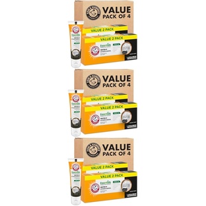ARM & HAMMER Essentials Fluoride-Free Toothpaste, Whitening + Activated Charcoal Toothpaste, 4 Pack of 4.3oz Tubes, Clean Mint, 100% Natural Baking Soda(4.3 Ounce (Pack of 12))