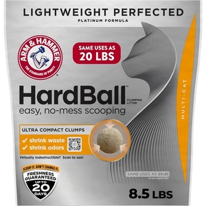 ARM & HAMMER Hardball Lightweight Platinum Multi-Cat Clumping Cat Litter Odor Control, Easy No-Mess Scooping, Garden Bloom Scent, 8.5 Lbs.(Hardball- Lightweight Cat Litter)