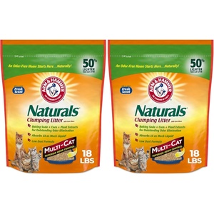 ARM & HAMMER Naturals Clumping Cat , Litter Odor Control, Multi Cat Litter, 18 lb. Bag(18 Lbs (Pack of 2))