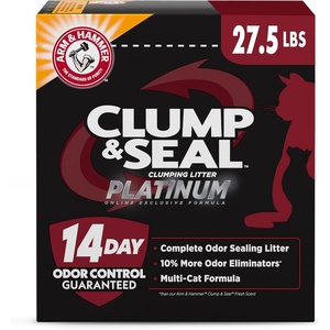 ARM & Hammer Cloud Control Platinum Cat Litter, Multi-Cat Clumping Litter, Hypoallergenic and Dust-Free, 14-Day Odor Control, 27.5 lbs(Clump & Seal Platinum Clumping Cat Litter)