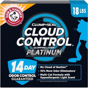 ARM & Hammer Clump & Seal Platinum Cat Litter, Multi-Cat Clumping Litter Forms Rock-Hard Clumps, Powerful Odor Eliminators with Baking Soda, 14-Day Odor Control, 18 lbs(18 lbs)
