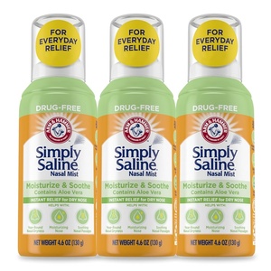 ARM & Hammer Simply Saline Moisturize & Soothe Nasal Mist, Drug-Free Moisturizing Saline Nasal Spray for Instant Relief for Dry Nose, 4.6 Oz (130 g), 3 Pack