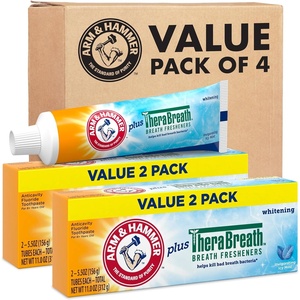 ARM & Hammer Toothpaste Plus TheraBreath Breath Fresheners, ICY Mint Flavor, Teeth Whitening Toothpaste, Anticavity Fluoride for Bad Breath, 5.5 Oz (Pack of 2)(5.5 Ounce (Pack of 4))
