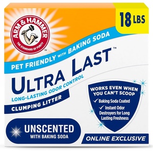 ARM & Hammer Ultra Last Clumping Cat Litter Unscented MultiCat 18 Lbs. Pet Friendly with Baking Soda Odor Control Litter(18 lbs (Pack of 1))