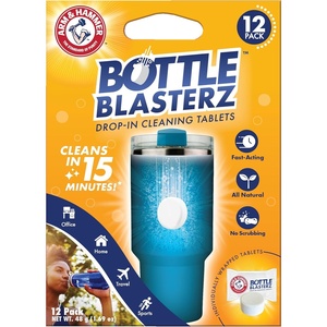 Arm & Hammer Bottle Blasterz – Drop-In Cleaning Tablets – Perfect for Water Bottles, Tumblers, and Coolers – All-Natural Ingredients, Eliminates Odors, Fast-Acting, Individually Packed (12 Count)