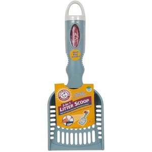 Arm & Hammer Deluxe 2-in-1 Cat Litter Scoop with Built In Waste Bag Dispenser, Comes with 12 Waste Bags, Colors May Vary