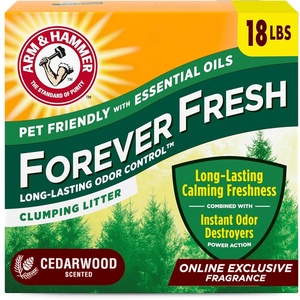 Arm & Hammer Forever Fresh Clumping Cat Litter Cedarwood, MultiCat 18lb, Pet Friendly with Essential Oils(18 Pound (Pack of 1))