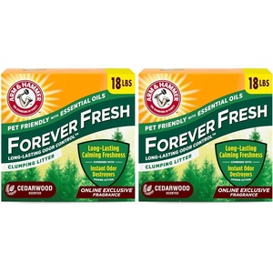 Arm & Hammer Forever Fresh Clumping Cat Litter Cedarwood, MultiCat 18lb, Pet Friendly with Essential Oils(18 Pound (Pack of 2))
