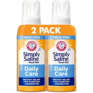 Arm & Hammer Simply Saline Daily Care Nasal Mist 4.4oz, Saline Nasal Spray, Drug-Free, 2-Pack
