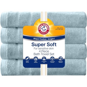 Arm & Hammer Super Soft Bath Towels, 4 Piece, Light Blue