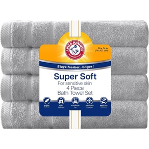 Arm & Hammer Super Soft Bath Towels, 4 Piece, Light Grey
