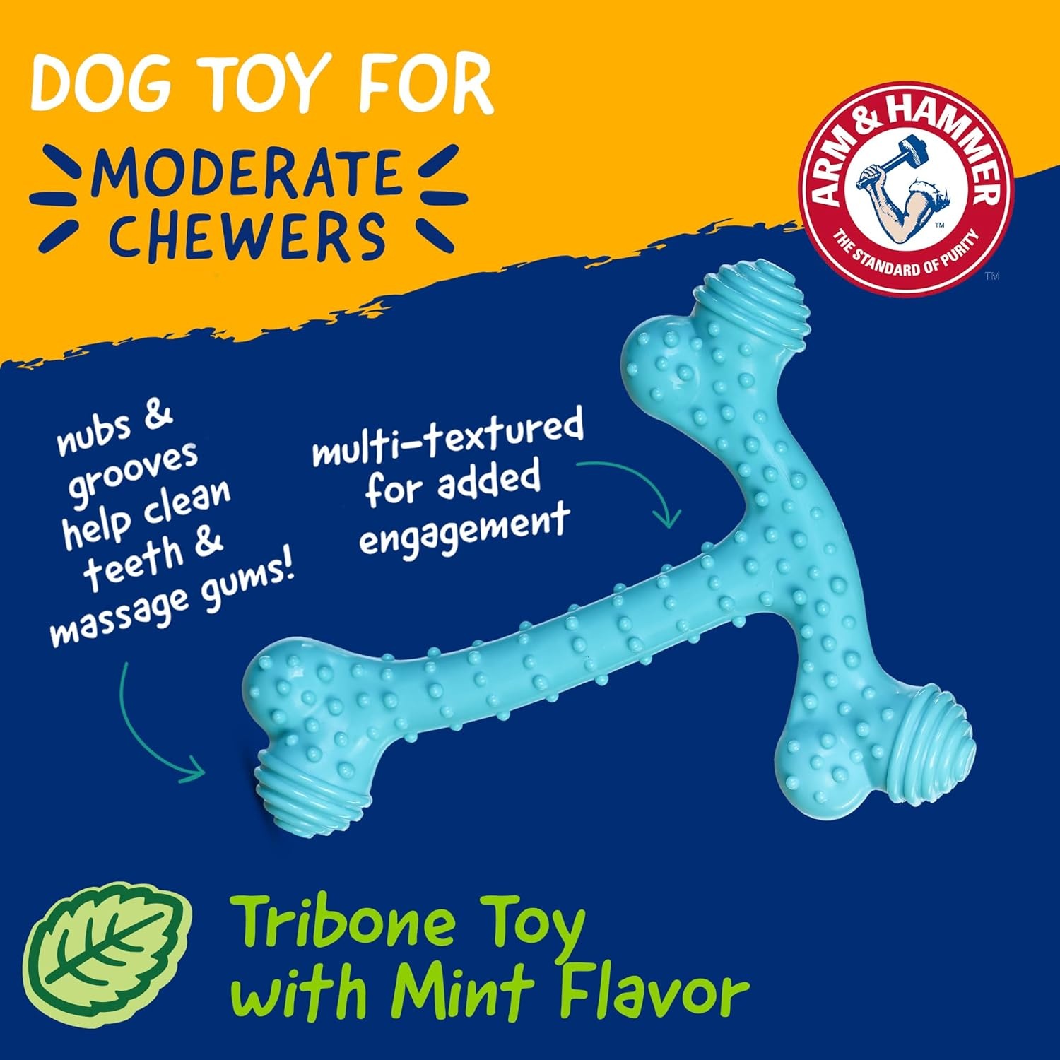 image:imageArm amp Hammer Nubbies TBone Dental Chew Toy Peanut Butter Flavor Textured Toy Helps Clean Teeth Supports Oral Care for Dogs Up to 35 Lbs 24 Pack NonEdible Supervised Daily Chewing at HomeBlue TBone