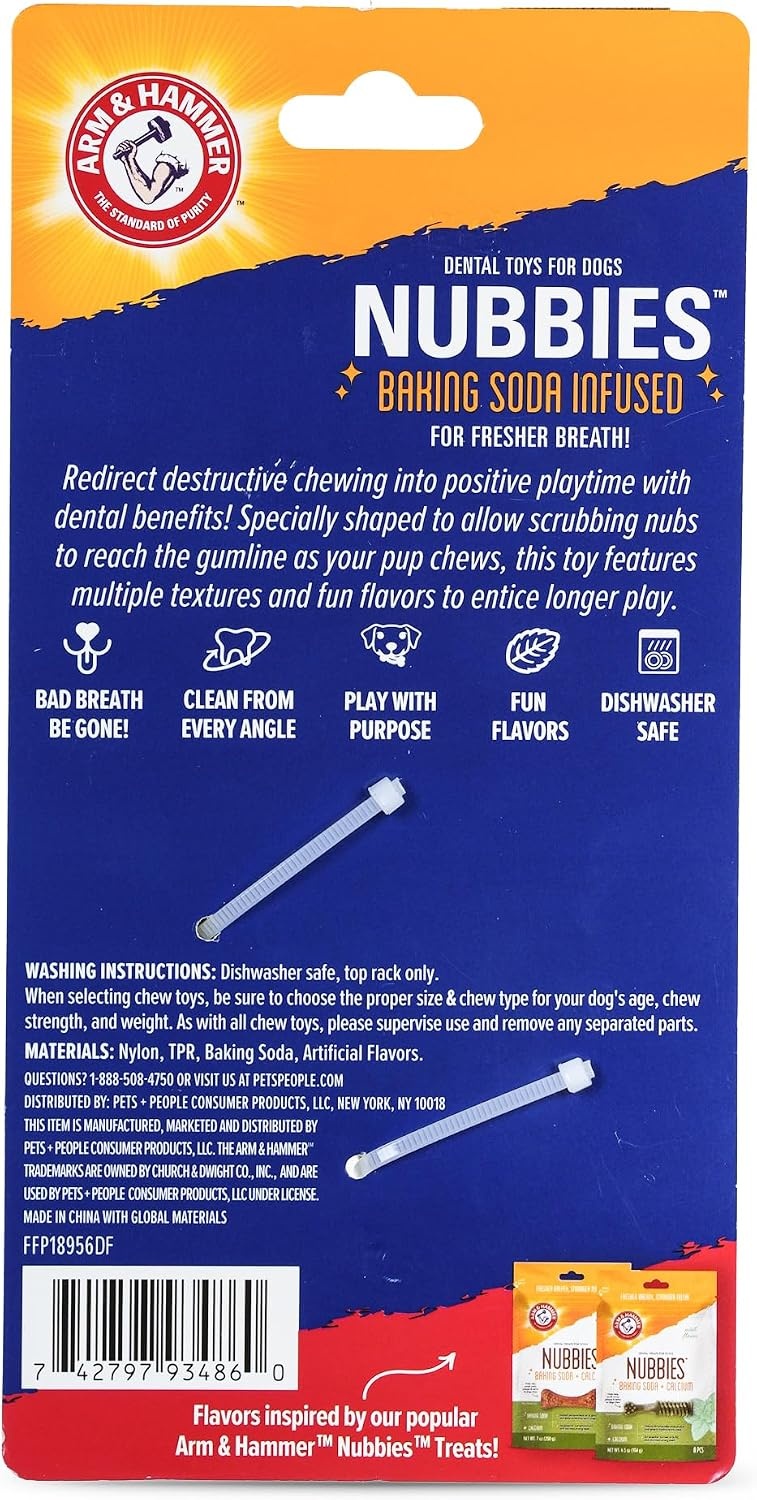 image:imageArm amp Hammer Nubbies TBone Dental Chew Toy Peanut Butter Flavor Textured Toy Helps Clean Teeth Supports Oral Care for Dogs Up to 35 Lbs 24 Pack NonEdible Supervised Daily Chewing at HomeBlue Green Duality Bone