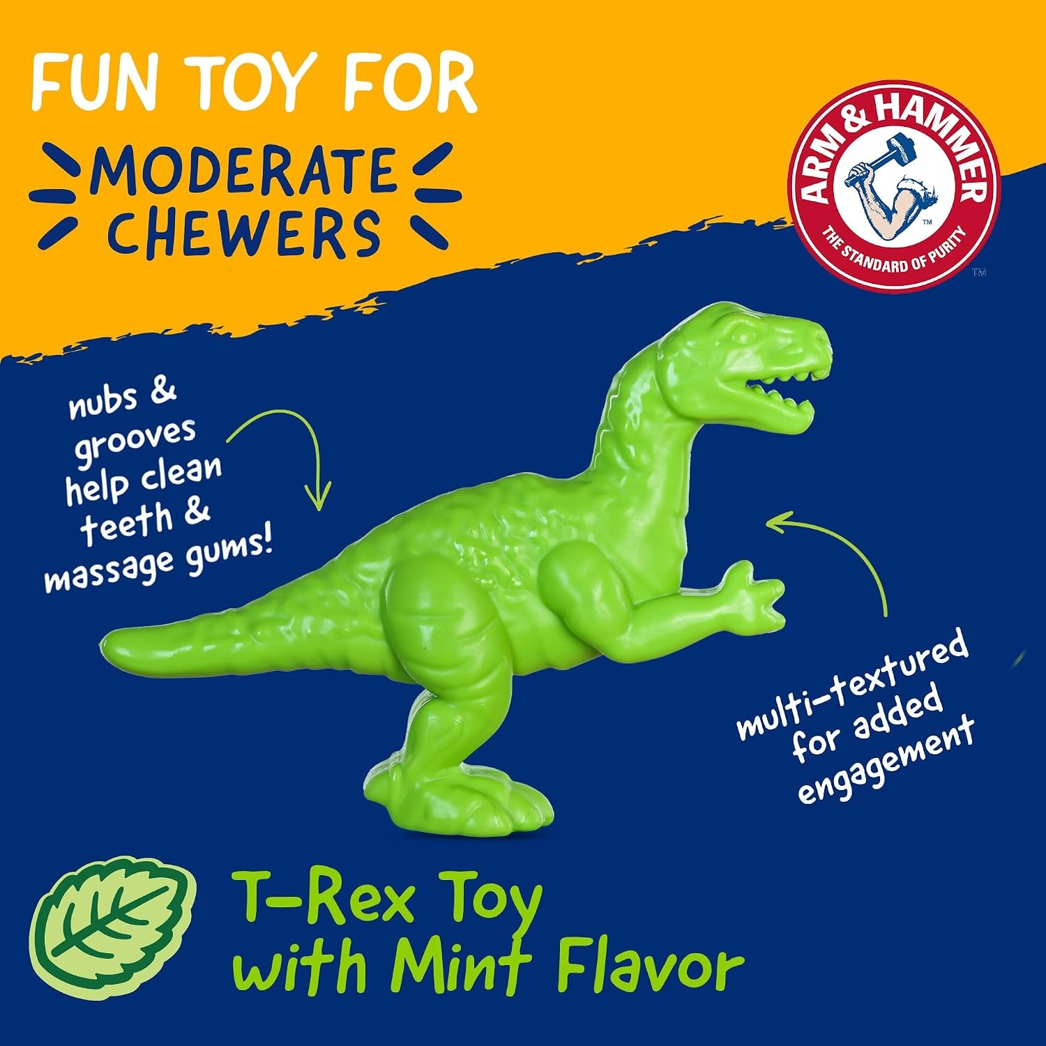 image:imageArm amp Hammer Nubbies TBone Dental Chew Toy Peanut Butter Flavor Textured Toy Helps Clean Teeth Supports Oral Care for Dogs Up to 35 Lbs 24 Pack NonEdible Supervised Daily Chewing at HomeGreen TRex