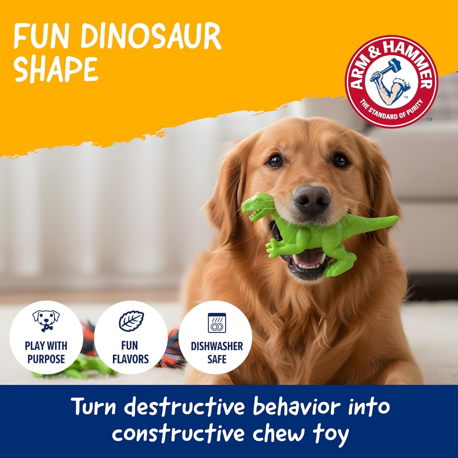 image:imageArm amp Hammer Nubbies TBone Dental Chew Toy Peanut Butter Flavor Textured Toy Helps Clean Teeth Supports Oral Care for Dogs Up to 35 Lbs 24 Pack NonEdible Supervised Daily Chewing at HomeGreen TRex